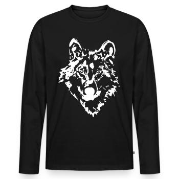 Wolf Sketch Drawing - Men's Premium Organic Long Sleeve Shirt - black - Front - Nico (187cm)