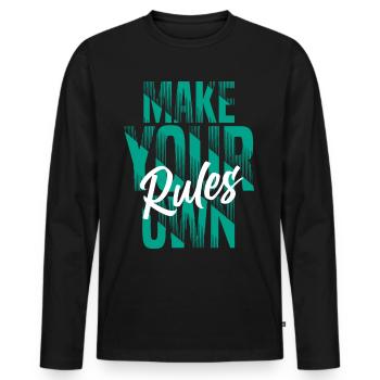 Make your own rules - Männer Premium Bio Langarmshirt - Schwarz - Vorne - Nico (187cm)