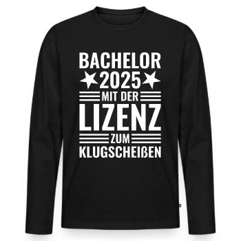 Bachelor 2025 mit der Lizenz zum Klugscheißen - Männer Premium Bio Langarmshirt - Schwarz - Vorne - Nico (187cm)