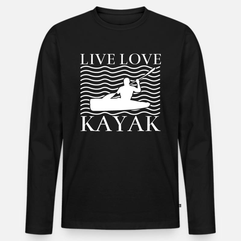 Kajak - Männer Premium Bio Langarmshirt - Schwarz