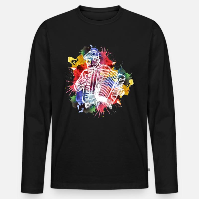 Akkordeon - Männer Premium Bio Langarmshirt - Schwarz