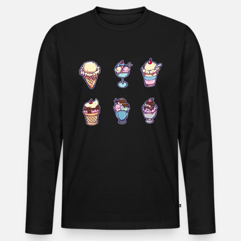 Eiscreme - Männer Premium Bio Langarmshirt - Schwarz