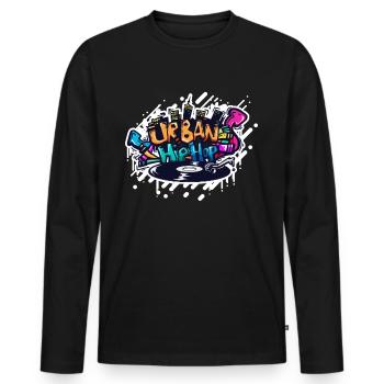 DJ TURNTABLE GRAFFITI - Männer Premium Bio Langarmshirt - Schwarz - Vorne - Nico (187cm)