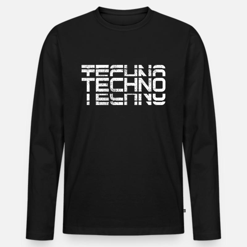 Techno Design - Männer Premium Bio Langarmshirt - Schwarz