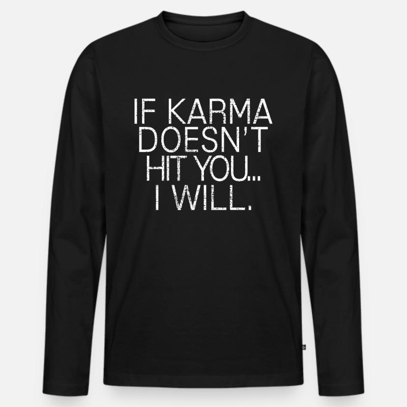 Karma - Männer Premium Bio Langarmshirt - Schwarz