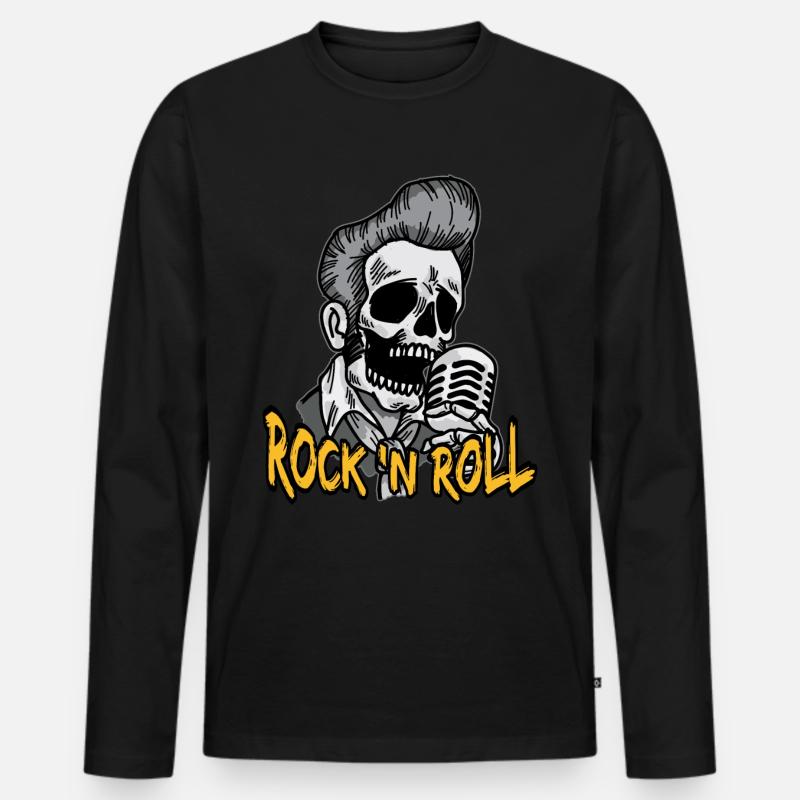 Roch N Roll Psychobilly - Männer Premium Bio Langarmshirt - Schwarz