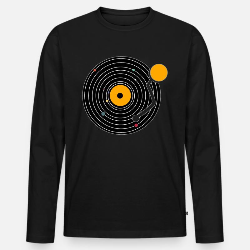 Schallplatte - Männer Premium Bio Langarmshirt - Schwarz