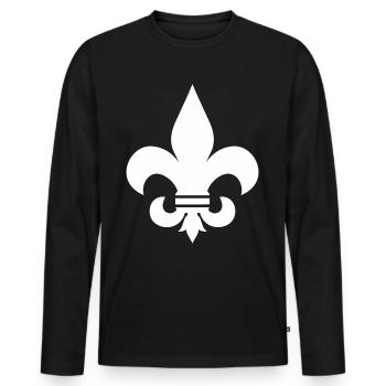 FLEUR DE LIS SHIRT - Men's Premium Organic Long Sleeve Shirt - black - Front - Nico (187cm)