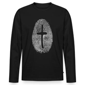 Glaube - Männer Premium Bio Langarmshirt - Schwarz - Vorne - Nico (187cm)