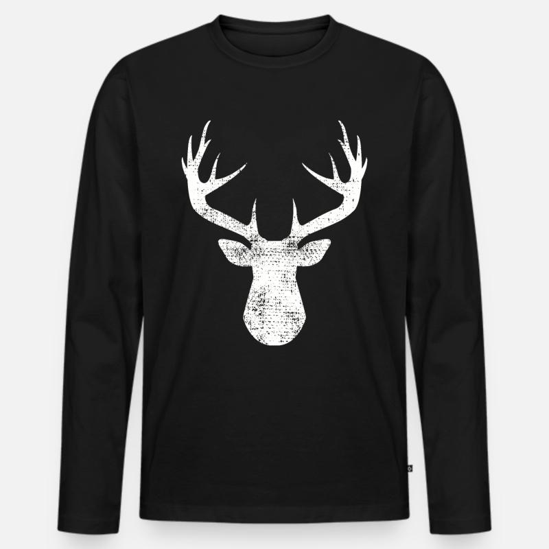 Hirschgeweih - Männer Premium Bio Langarmshirt - Schwarz