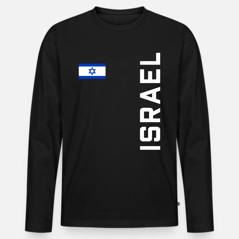 Israel Retro Tshirt - Männer Premium Bio Langarmshirt - Schwarz