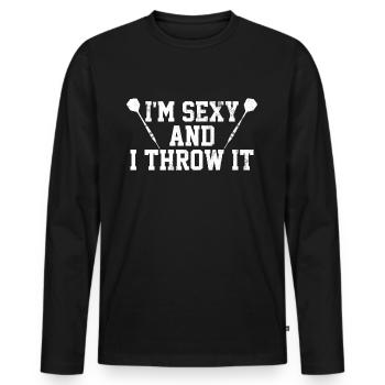 Funny darts saying - Men's Premium Organic Long Sleeve Shirt - black - Front - Nico (187cm)
