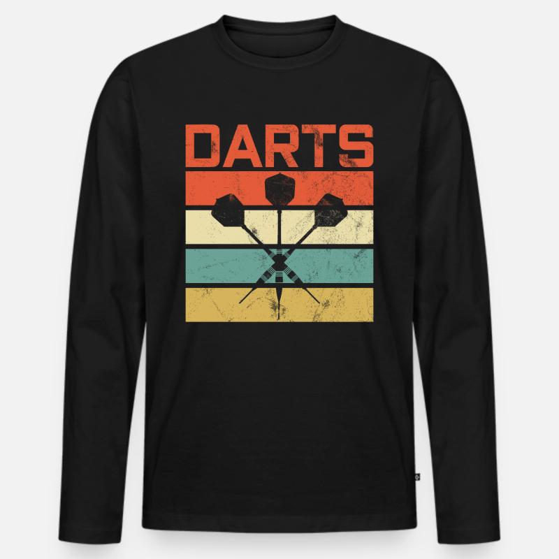 Retro Darter Dart - Männer Premium Bio Langarmshirt - Schwarz