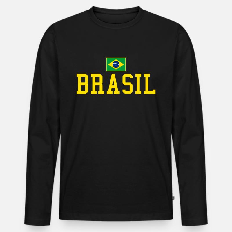 Brasilien Flagge - Männer Premium Bio Langarmshirt - Schwarz