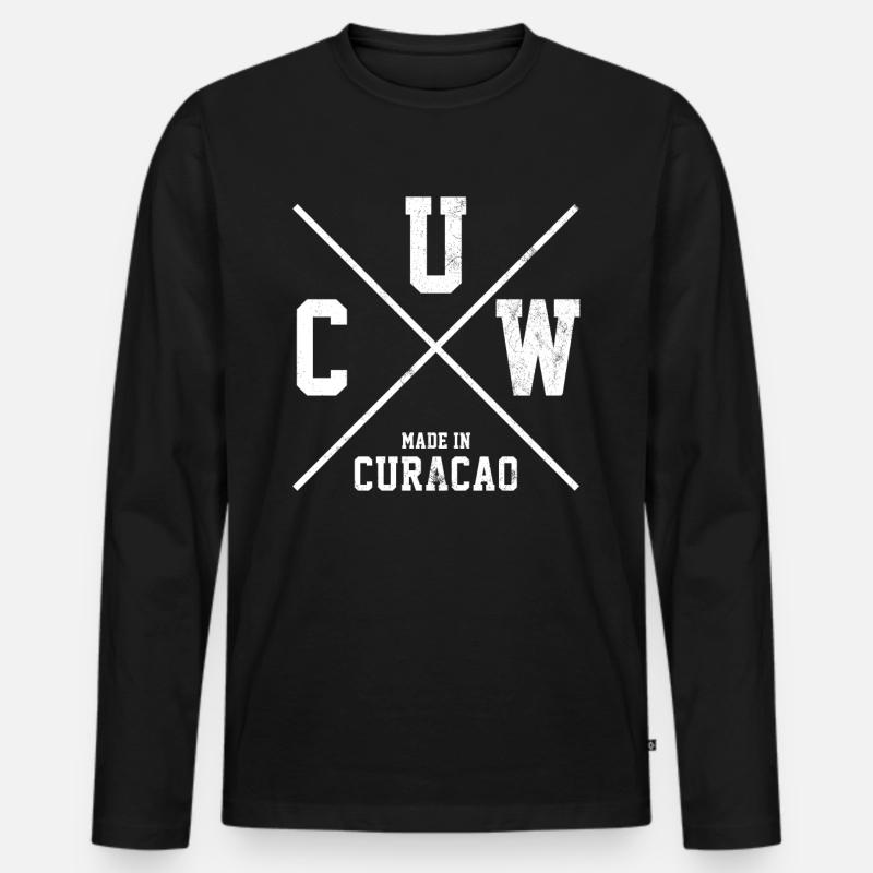 CURACAO CUW - Männer Premium Bio Langarmshirt - Schwarz