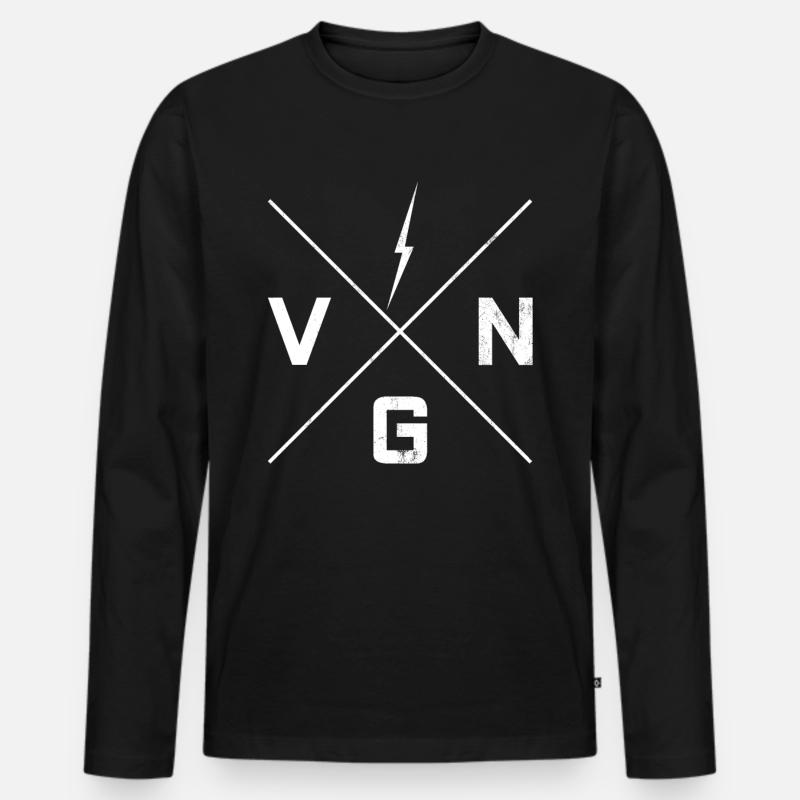Vegan Power Protein - Männer Premium Bio Langarmshirt - Schwarz