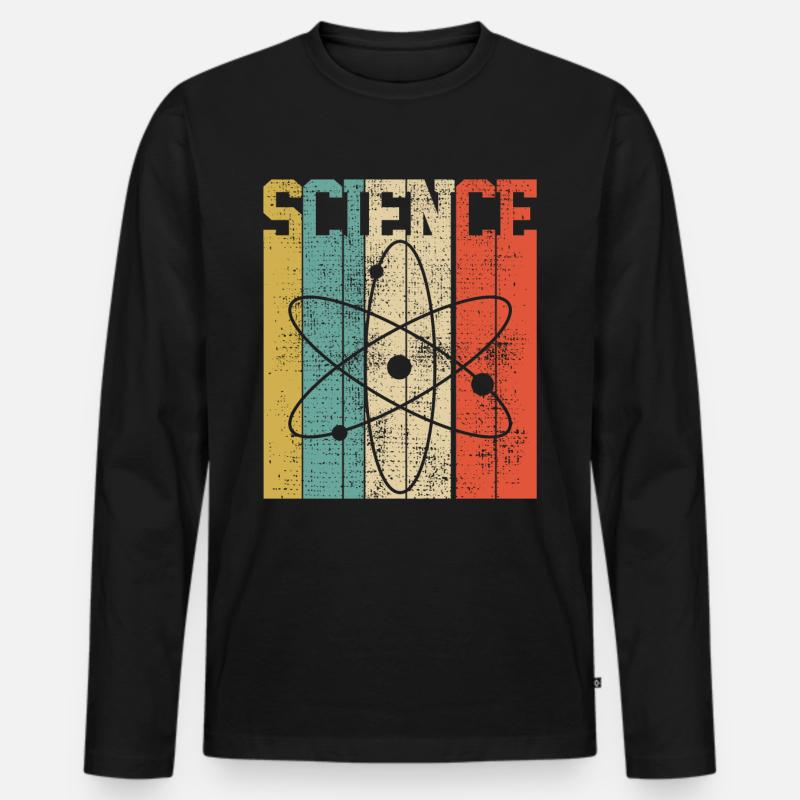 SCIENCE ATOM - Männer Premium Bio Langarmshirt - Schwarz