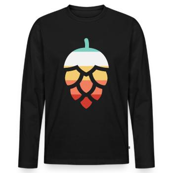 Retro Bier Hopfen - Männer Premium Bio Langarmshirt - Schwarz - Vorne - Nico (187cm)