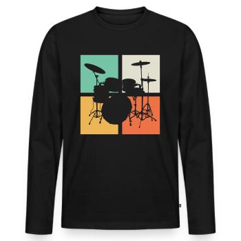 Schlagzeug Set Drumline - Männer Premium Bio Langarmshirt - Schwarz - Vorne - Nico (187cm)