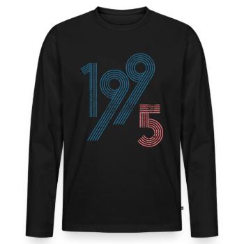 1995 - Männer Premium Bio Langarmshirt - Schwarz - Vorne - Nico (187cm)
