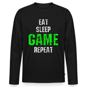 Gamer - Männer Premium Bio Langarmshirt - Schwarz - Vorne - Nico (187cm)