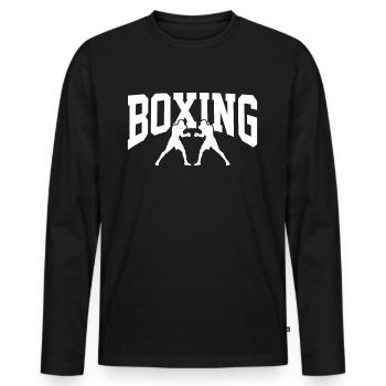 Combat de boxe - T-shirt manches longues Premium bio Homme - noir - Devant - Nico (187cm)