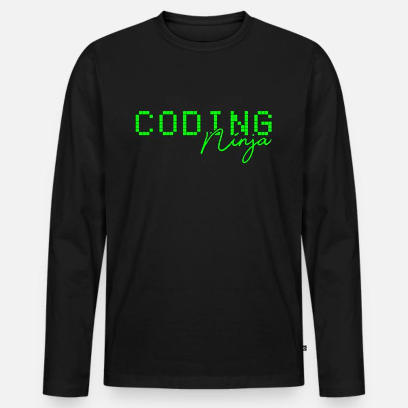 Code Coding Ninja - Männer Premium Bio Langarmshirt - Schwarz