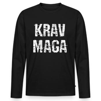 KRAV MAGA - Männer Premium Bio Langarmshirt - Schwarz - Vorne - Nico (187cm)