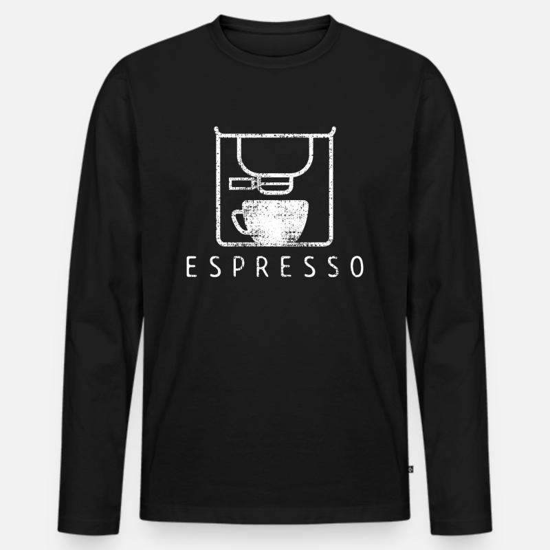 Kaffee Espresso - Männer Premium Bio Langarmshirt - Schwarz