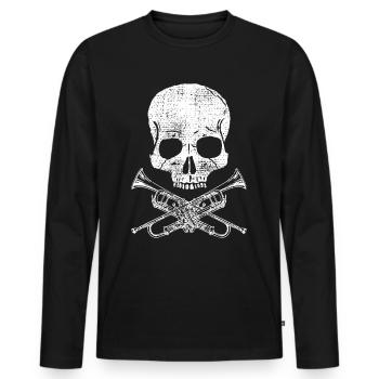 Trumpets Skull Player Making Music - Men's Premium Organic Long Sleeve Shirt - black - Front - Nico (187cm)