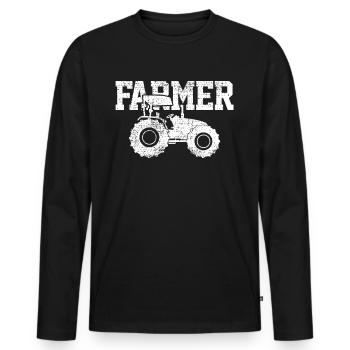 Bauer - Männer Premium Bio Langarmshirt - Schwarz - Vorne - Nico (187cm)