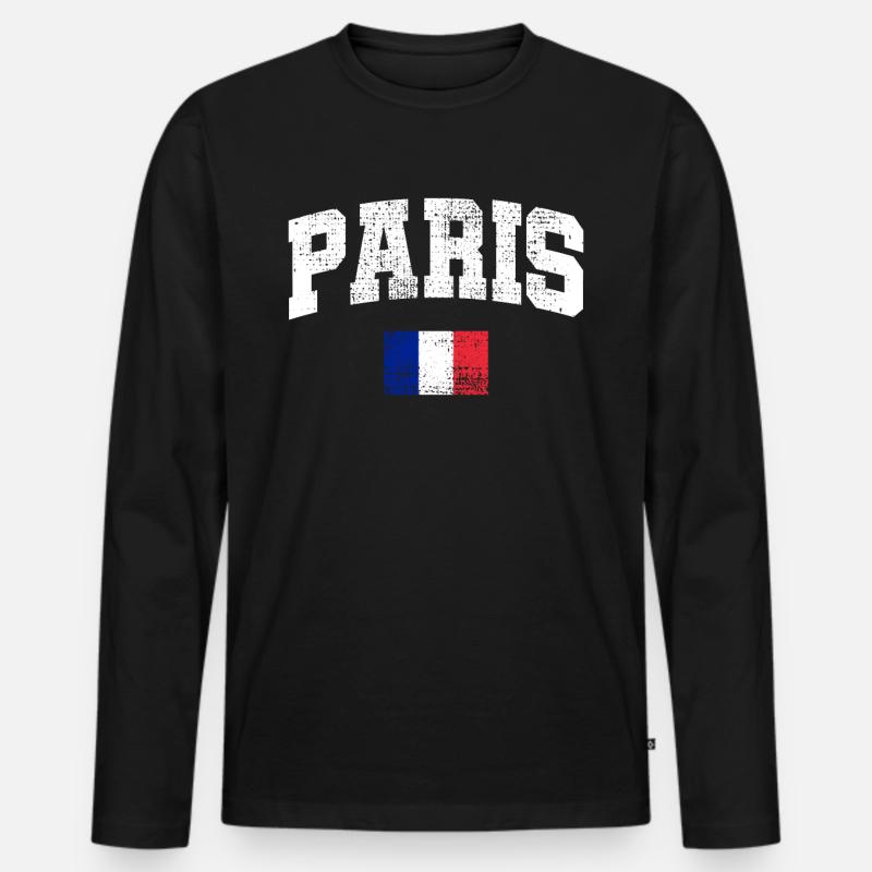 Paris Paris - Männer Premium Bio Langarmshirt - Schwarz