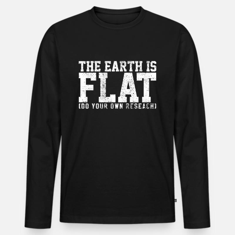 Flache Erde Theorie - Männer Premium Bio Langarmshirt - Schwarz