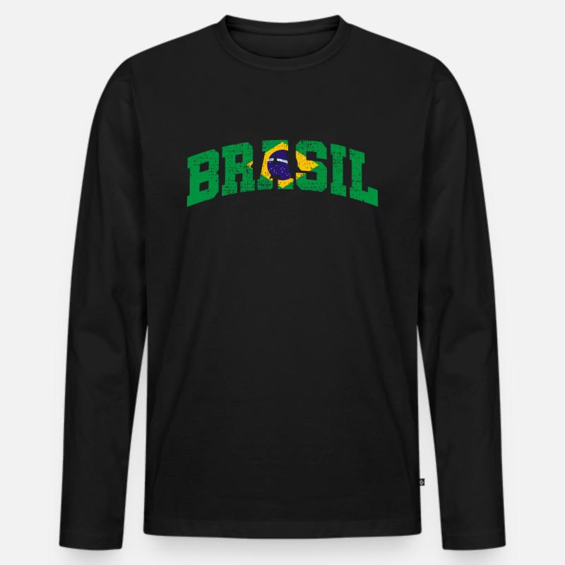 Flagge Brasilien - Männer Premium Bio Langarmshirt - Schwarz