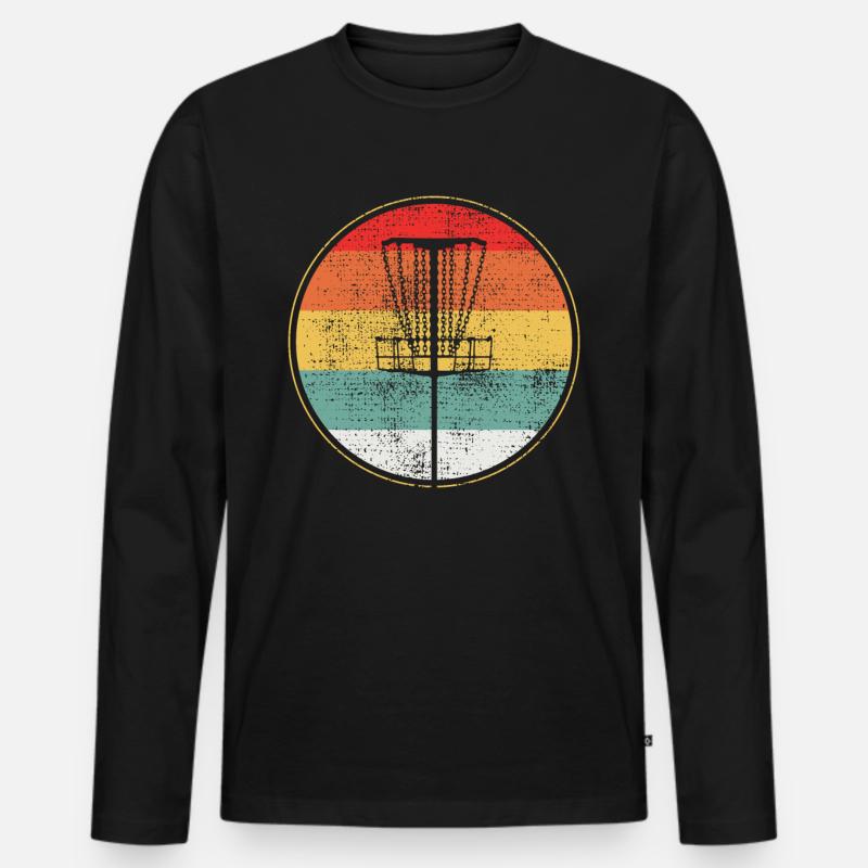 Retro Disc Golf - Männer Premium Bio Langarmshirt - Schwarz