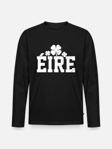Shamrock Gloverleaf Eire - Männer Premium Bio Langarmshirt - Schwarz