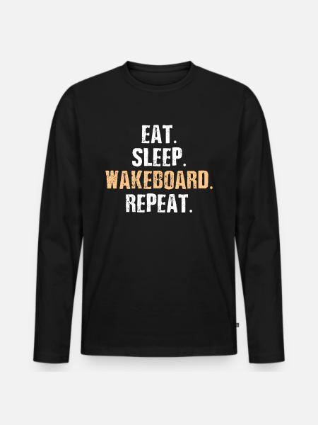 Wakeboard Eat Sleep - Männer Premium Bio Langarmshirt - Schwarz