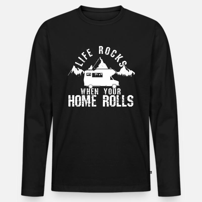 CAMP CAMPING CAMP - Männer Premium Bio Langarmshirt - Schwarz