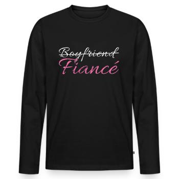 Engagement friend - Men's Premium Organic Long Sleeve Shirt - black - Front - Nico (187cm)