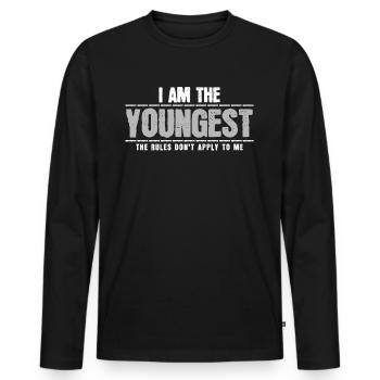 Youngest sibling - Men's Premium Organic Long Sleeve Shirt - black - Front - Nico (187cm)
