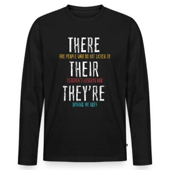 English teacher of grammar - Men's Premium Organic Long Sleeve Shirt - black - Front - Nico (187cm)