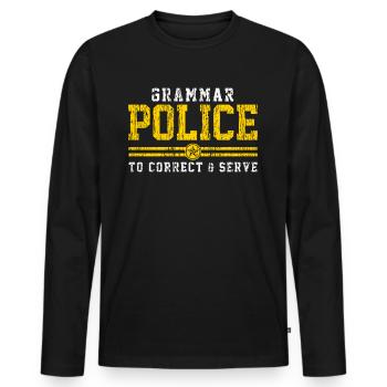 Englische Grammatikpolizei - Männer Premium Bio Langarmshirt - Schwarz - Vorne - Nico (187cm)