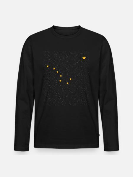 Alaska-Flaggen-großer Wagen Polaris - Männer Premium Bio Langarmshirt - Schwarz