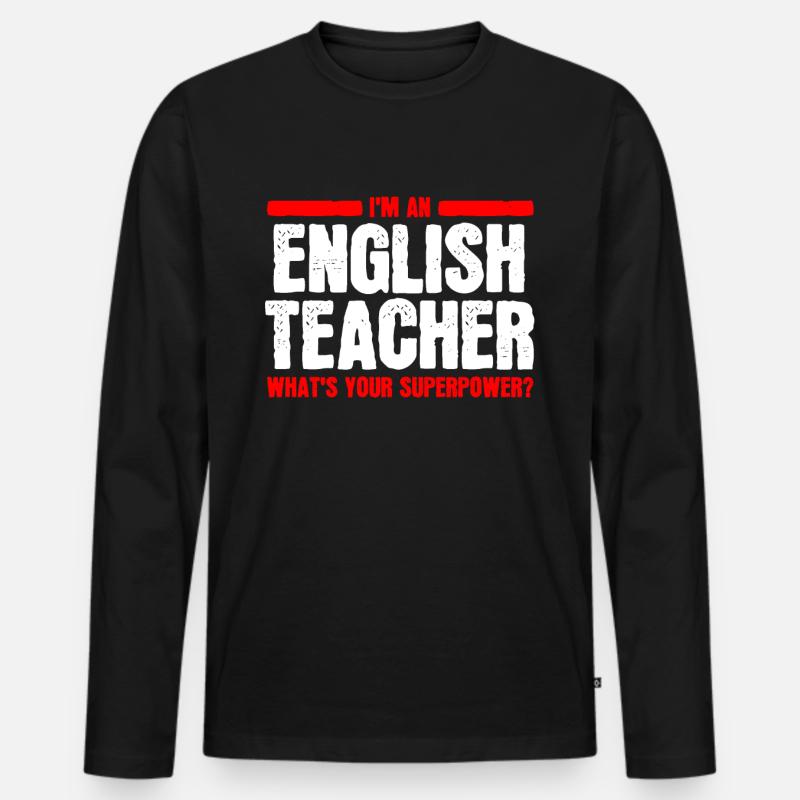 Englischlehrer Englischer Supermachtlehrer - Männer Premium Bio Langarmshirt - Schwarz