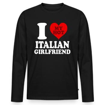 J’aime ma copine italienne Funny Heart - T-shirt manches longues Premium bio Homme - noir - Devant - Nico (187cm)