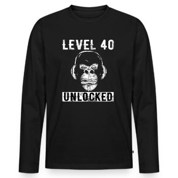 Geburtstag 40 Geschenk 40 Jahre Geschenk-Idee - Männer Premium Bio Langarmshirt - Schwarz - Vorne - Nico (187cm)