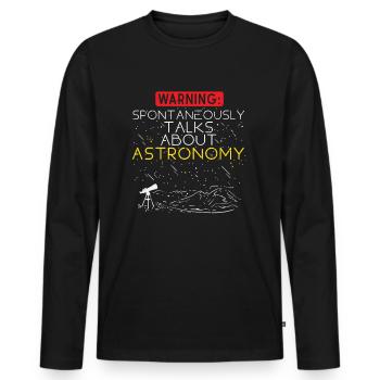 Alerte astronomie: des conversations spontanées sur - T-shirt manches longues Premium bio Homme - noir - Devant - Nico (187cm)