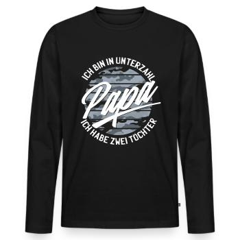 Papa Zwei Töchter Zwillinge Vater Camouflage - Männer Premium Bio Langarmshirt - Schwarz - Vorne - Nico (187cm)