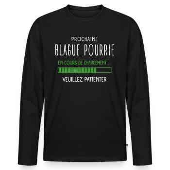 Blagues De Papa En Cours De Chargement Humour - T-shirt manches longues Premium bio Homme - noir - Devant - Nico (187cm)