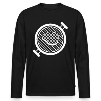 BBQ Grill mit Grillfleisch - Männer Premium Bio Langarmshirt - Schwarz - Vorne - Nico (187cm)